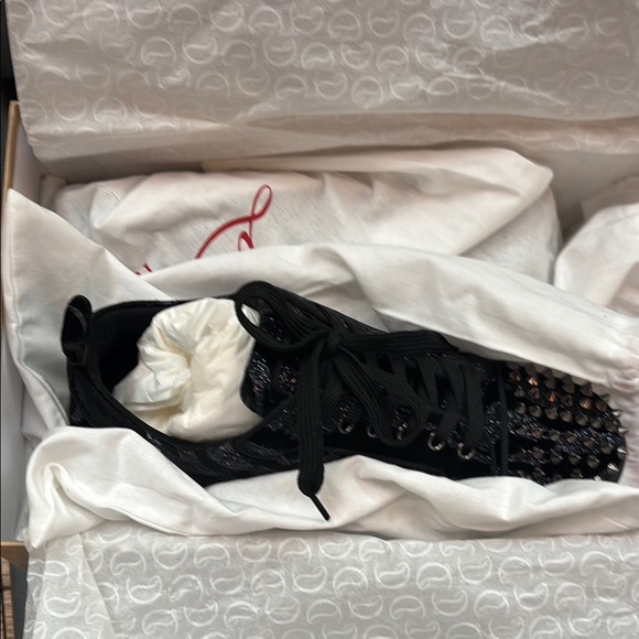 Christian Louboutin 💯 Auth. Black Studded Sneaker - Picture 2 of 5